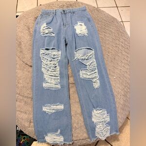 Distressed Light Blue Jeans